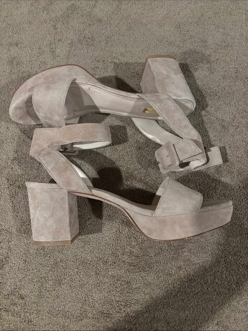 LOUISE ET CIE Tan Suede Hanya Block Heel Platform Sandal - Size 9.5